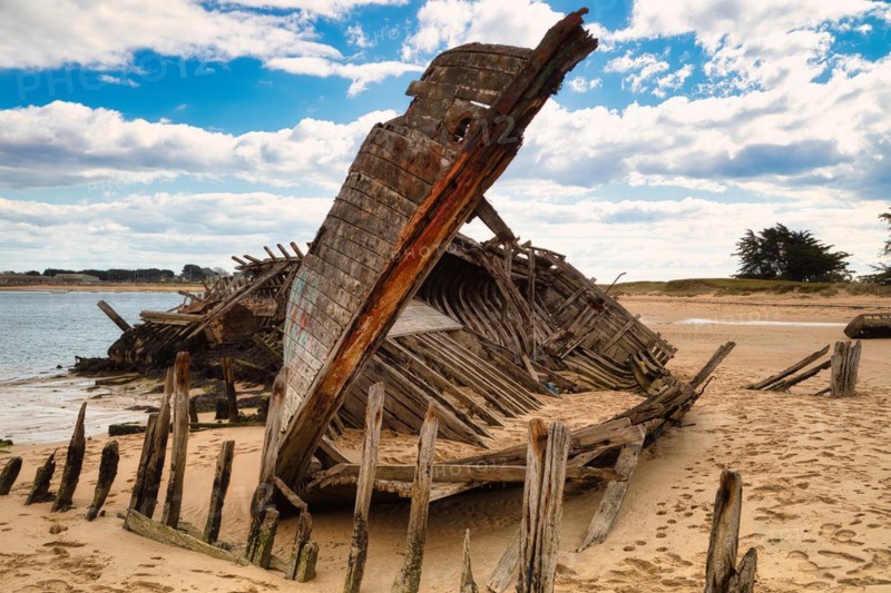 Magouer ship cemetery on the river Etel