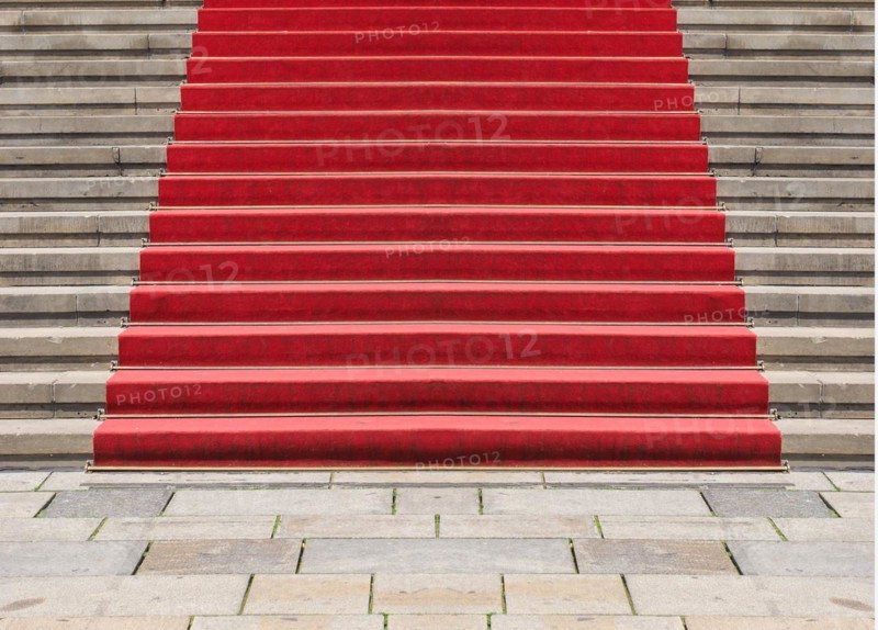 Red carpet on stairway