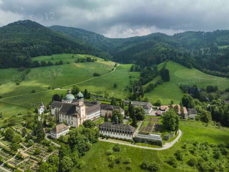 Aerial view of the monastery of Sankt Trudpert