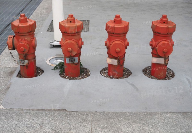 Many fire hydrants