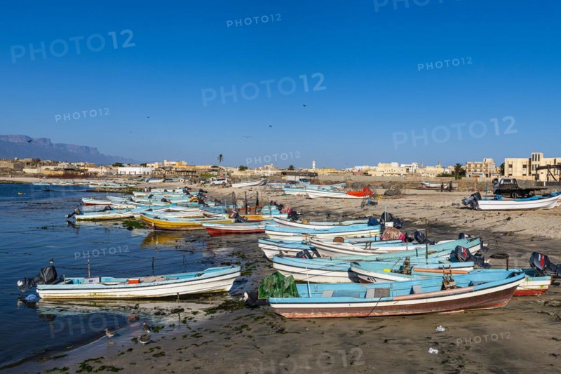 Fishing port of Mirbat with small fishing boats