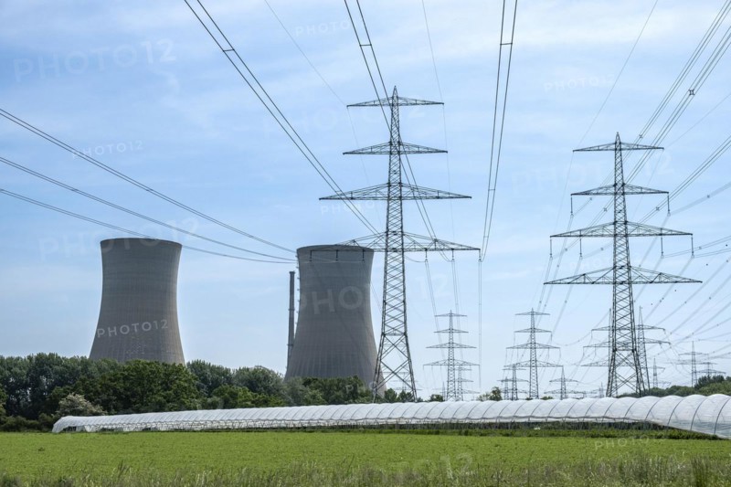 Vegetable cultivation under power lines near the Grafenrheinfeld nuclear power plant