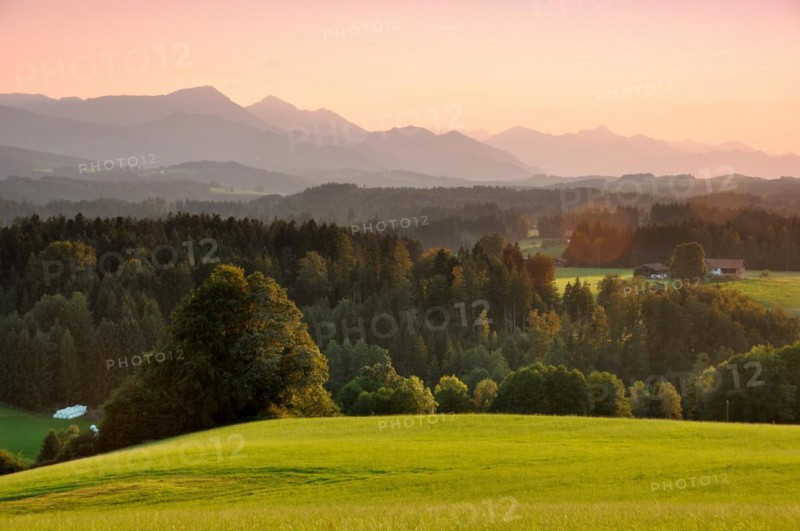 Bavarian Alpine foothills near Neukirchen with Hochfelln