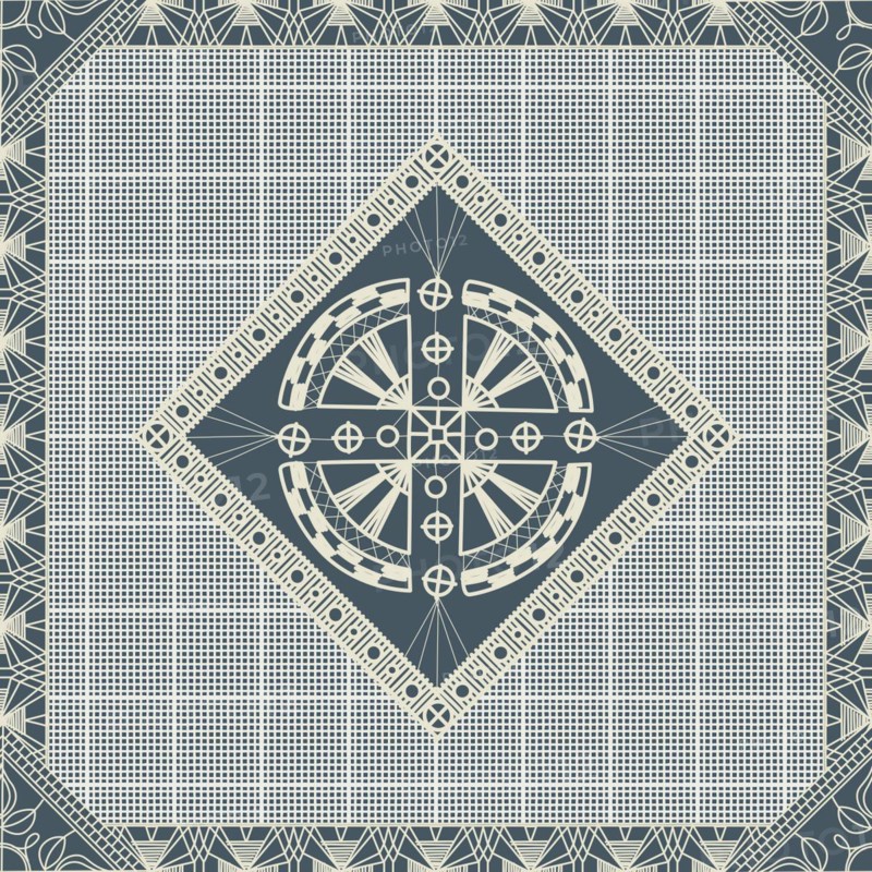 Seamless pattern inspired from traditional Danish Hedebo embroidery