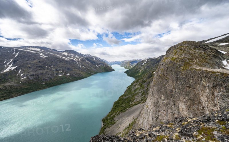 View of Lake Gjende and mountains