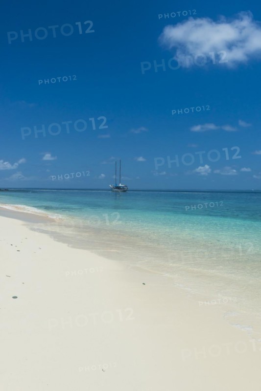 Beautiful white sand beach on Monuriki or Cast away island