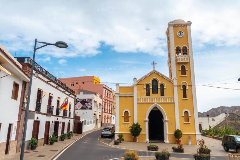 Iglesia de La Encarnacion next to the town hall in the village of Hermigua in the north of La Gomera