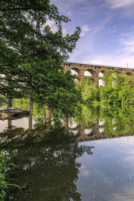 The Enzviaduct railway viaduct over the river Enz in the town of Bietigheim-Bissingen