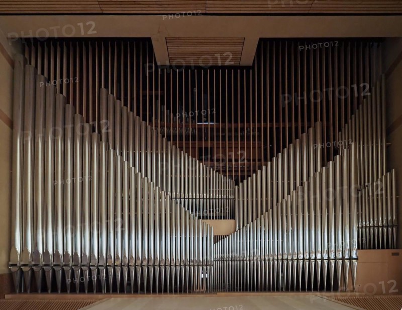 Large church pipe organ keyboard music instrument