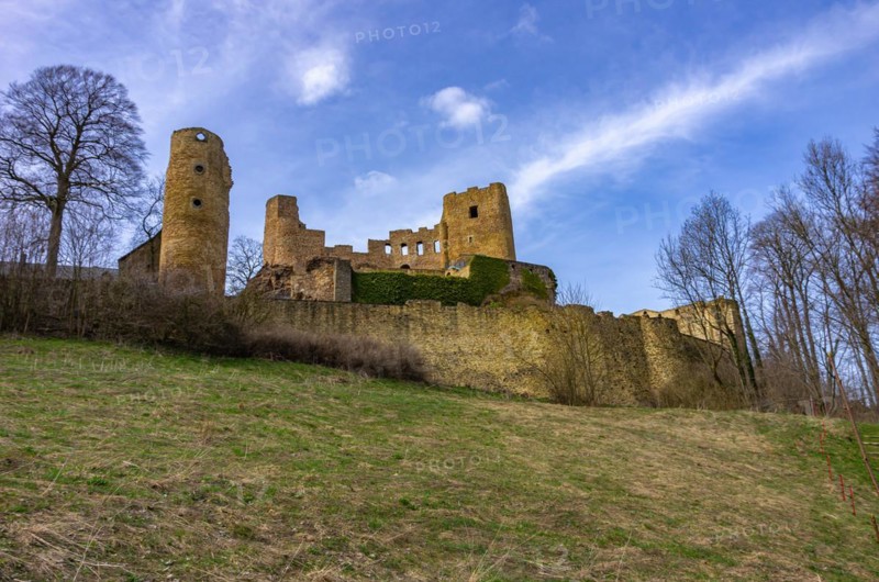 The remains of Frauenstein Castle ruins from the east