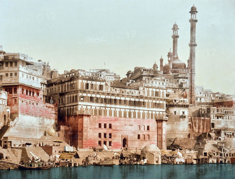 View of the Ghats with Aurangzeb's Mosque in Benares