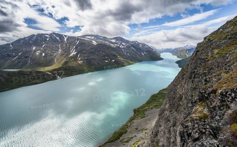 View of Lake Gjende and mountains