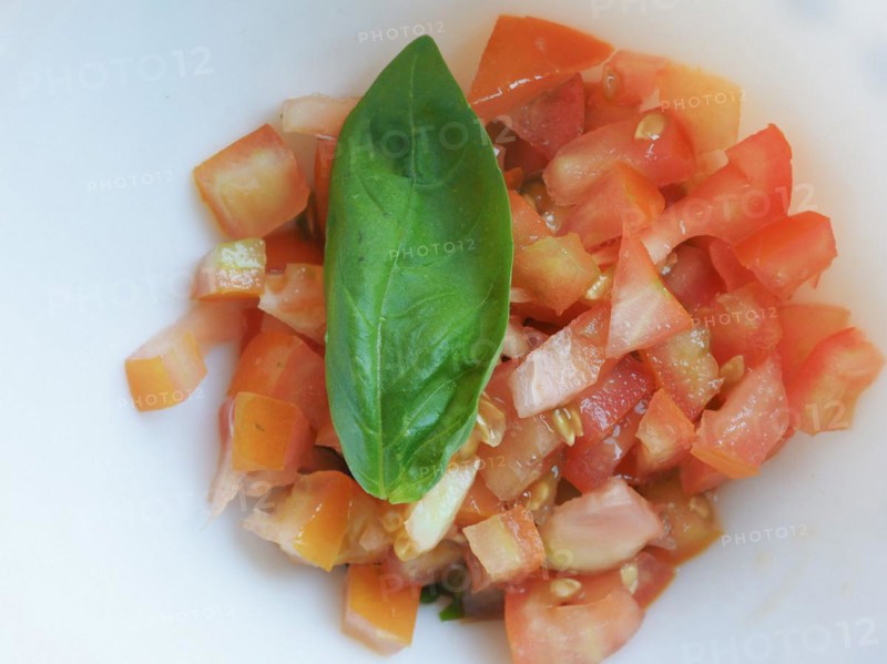 Chopped tomato and basil