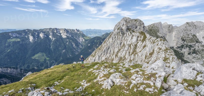 Mountaineer on a ridge path