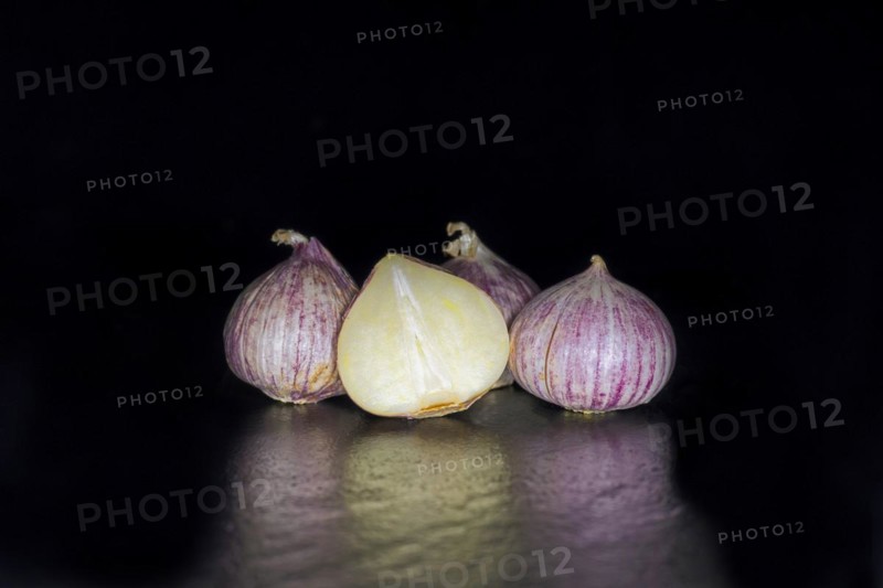 Halved bulb of alpine broad-leaf allium