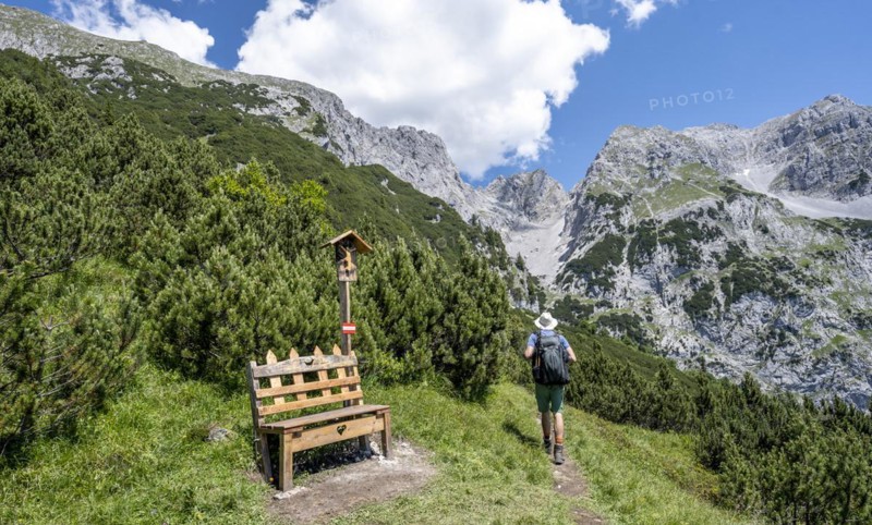 Bench and wayside shrine