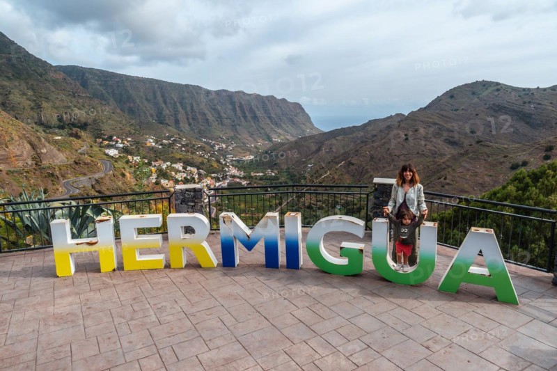 Visiting the letters at the viewpoint in the village of Hermigua in the north of La Gomera