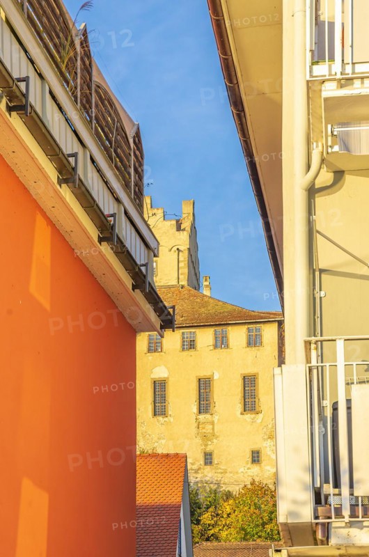 View through the narrow streets of the old town up to the Old Castle
