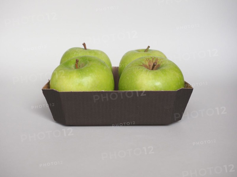 Granny Smith apple fruit food in cardboard basket