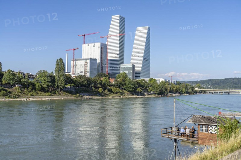 Roche Tower or Roche Tower and the Rhine in Basel
