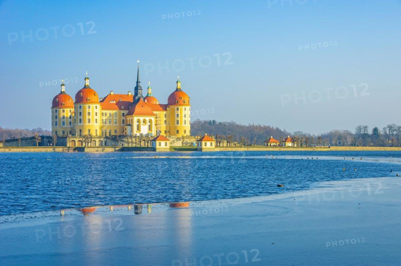 Winterly Moritzburg Castle from the northwest