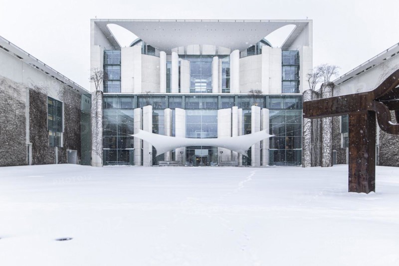 The Federal Chancellery in front of the Federal Government-Laender on the further procedure of the Corona restrictions