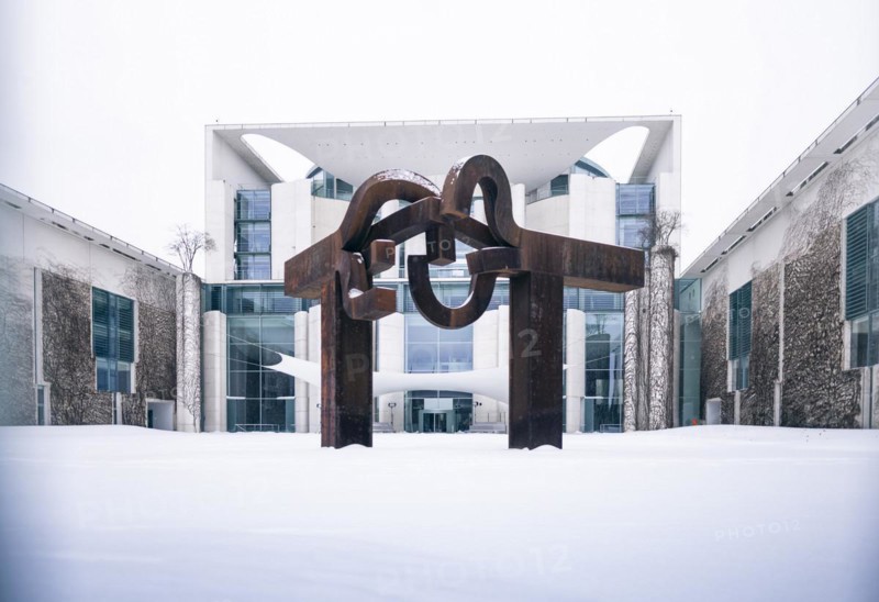 Federal Chancellery in winter in Berlin