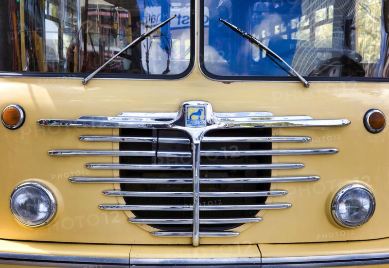 Radiator grille with logo of the Buessing DF double-decker bus of the BVG