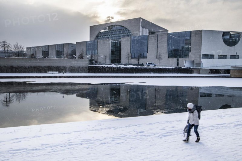 The Federal Chancellery in front of the Federal Government-Laender on the further procedure of the Corona restrictions