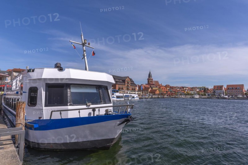City harbour with motor boats