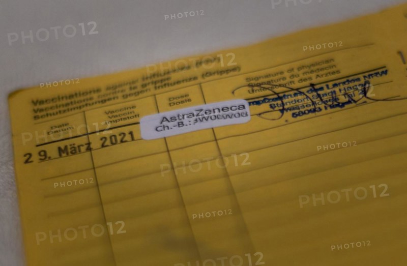 Vaccination certificate with one day of AstraZeneca Covid-19 vaccination. Hagen