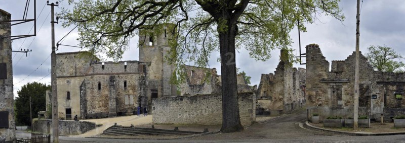 Burnt church. The burned village Oradour-sur-Glane was destroyed on 10 June 1944