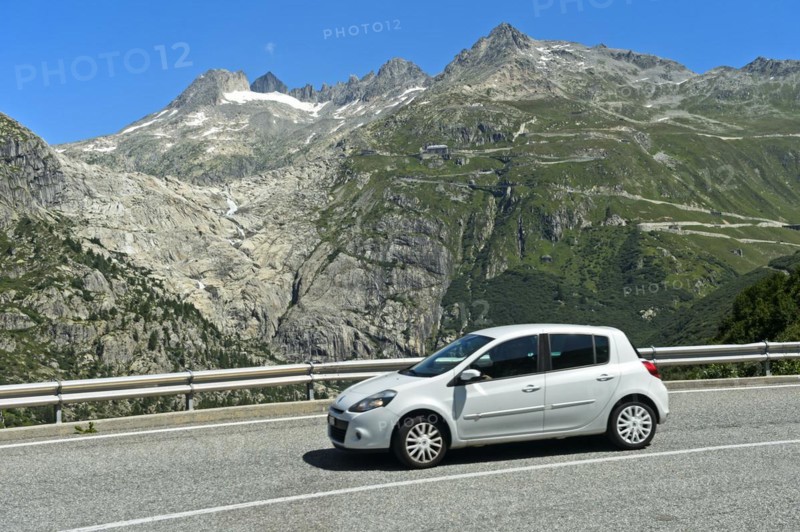 Car on the descent from the Furka Pass