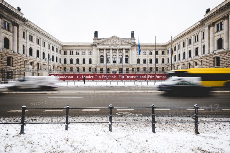 Snow in front of the Bundesrat in Berlin. 09.02.2021.