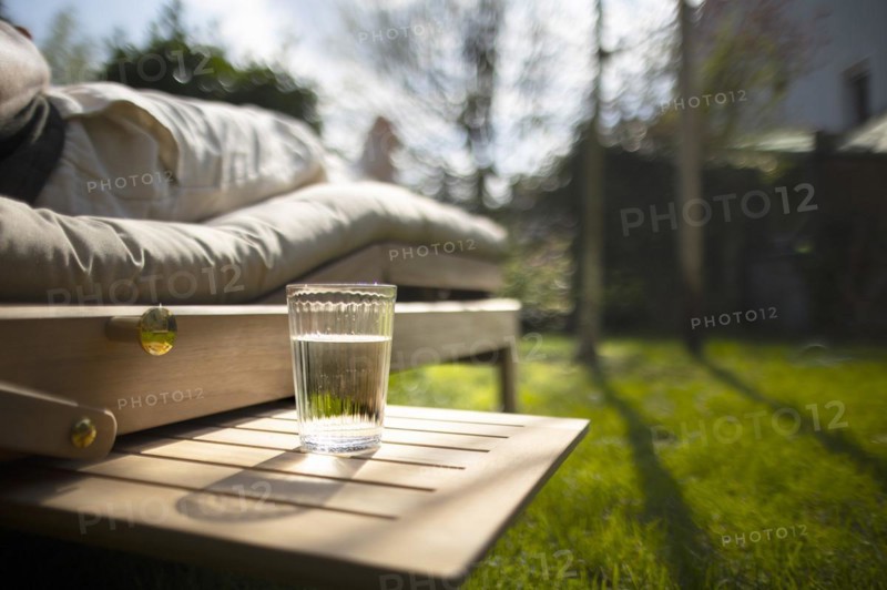 Subject: Relaxation on a lounger in the spring.