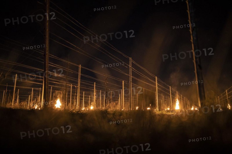 Fires loom on the vineyard of Wackerbarth Castle in Weinboehla