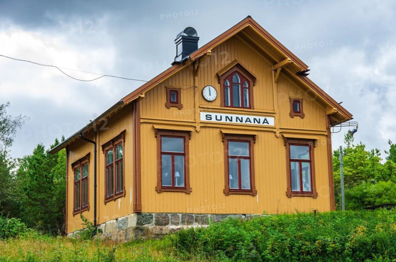 Harbour building in Sunnana hamn on Lake Vaenern