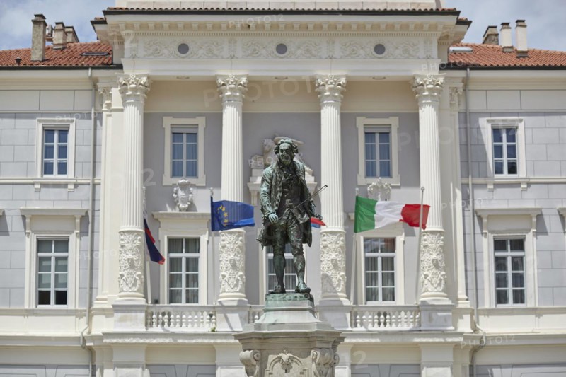 Guiseppe Tartini Monument in front of Town Hall in Piran