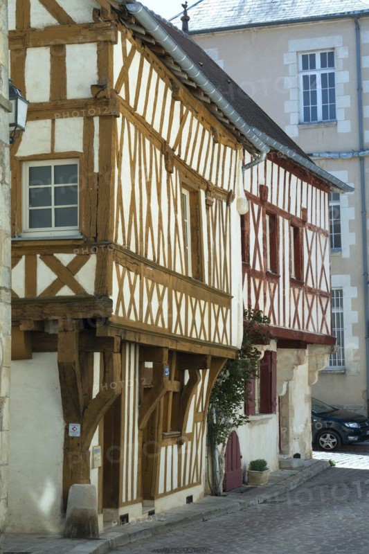 Avallon. Half timbered house. Yonne department. Morvan regional nature park. Bourgone Franche Comte. France