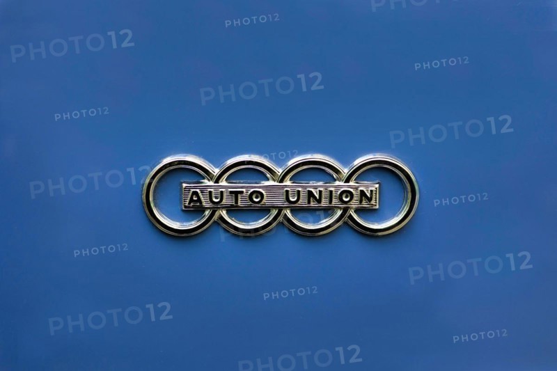 Logo of the Auto Union on a blue background
