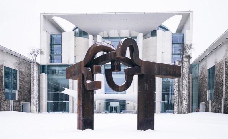 Federal Chancellery in winter in Berlin