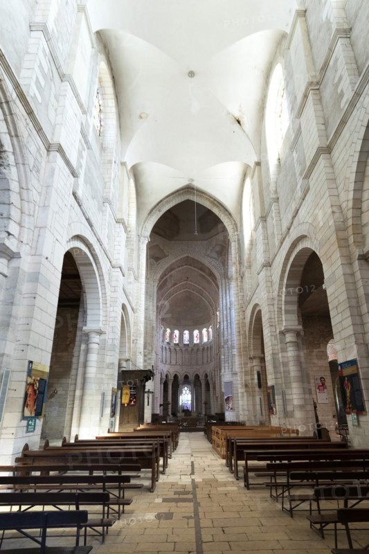 La Charite sur Loire. Nievre department. Capitals and columns of the church Notre-Dame labelled Unesco world heritage site. Bourgogne Franche Comte. France