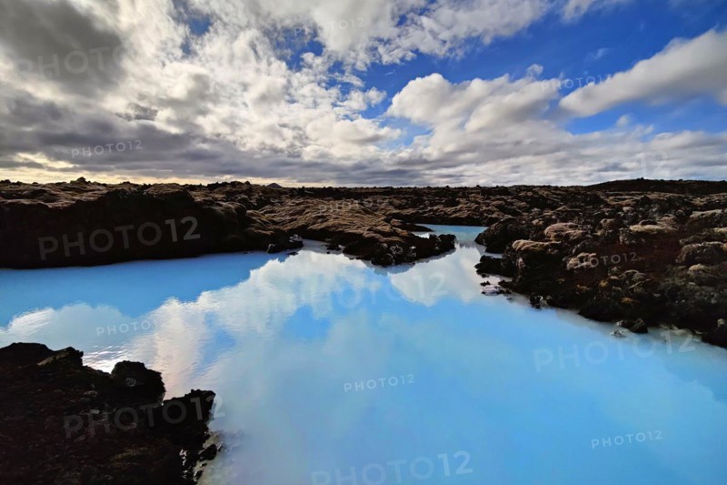 Small lake at the Blue Lagoon in the Illahraun lava field