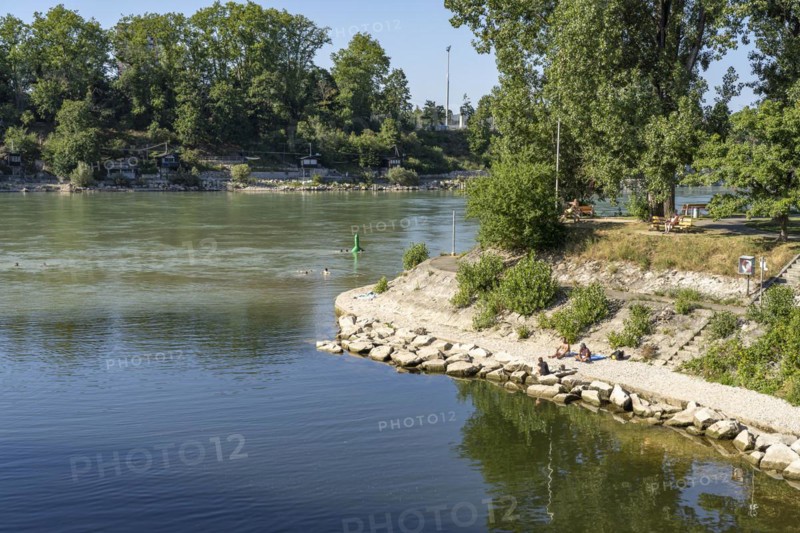 The Rhine at Birskoepfli Rhine Park in Basel