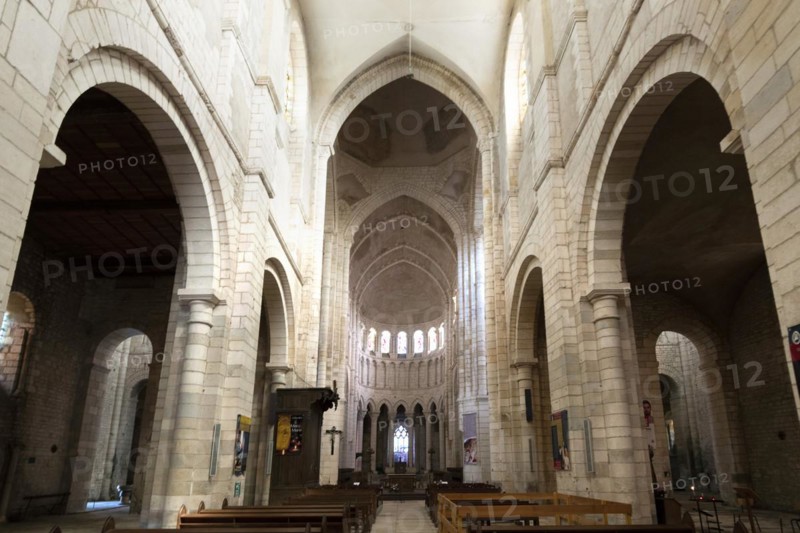 La Charite sur Loire. Nievre department. Capitals and columns of the church Notre-Dame labelled Unesco world heritage site. Bourgogne Franche Comte. France