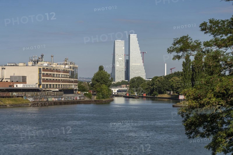 Roche Tower or Roche Tower and the Rhine in Basel