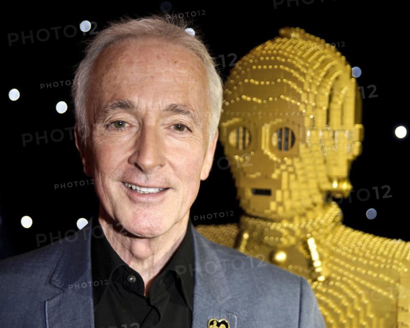 Anthony Daniels who played C3PO in all 6 Star Wars Movies with a Lego model of his character at Star Wars Episode 1 3D at The Empire