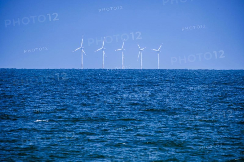 Wind turbines of the offshore wind farm EnBW Baltic 1 stand 16km off the coast of the Fischland-Darâˆšue-Zingst peninsula