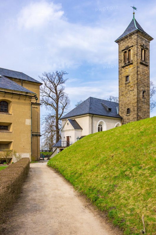 View over ventilation shafts of the war powder magazine towards Magdalenenburg and garrison church
