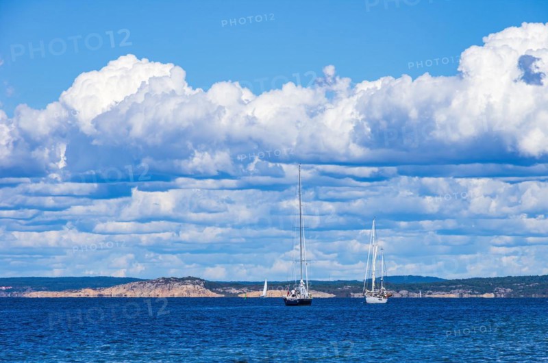 Picturesque maritime scene with shipping traffic between the Koster Islands